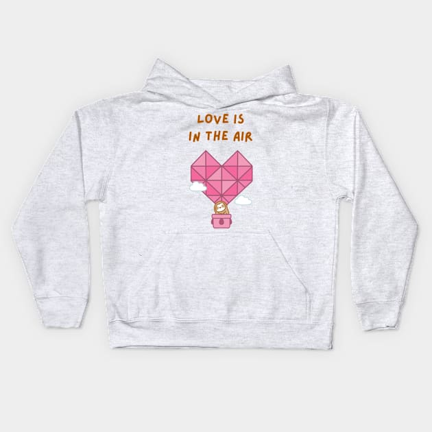 Love is in the Air Hot Air Balloon Sloth Kids Hoodie by theslothinme